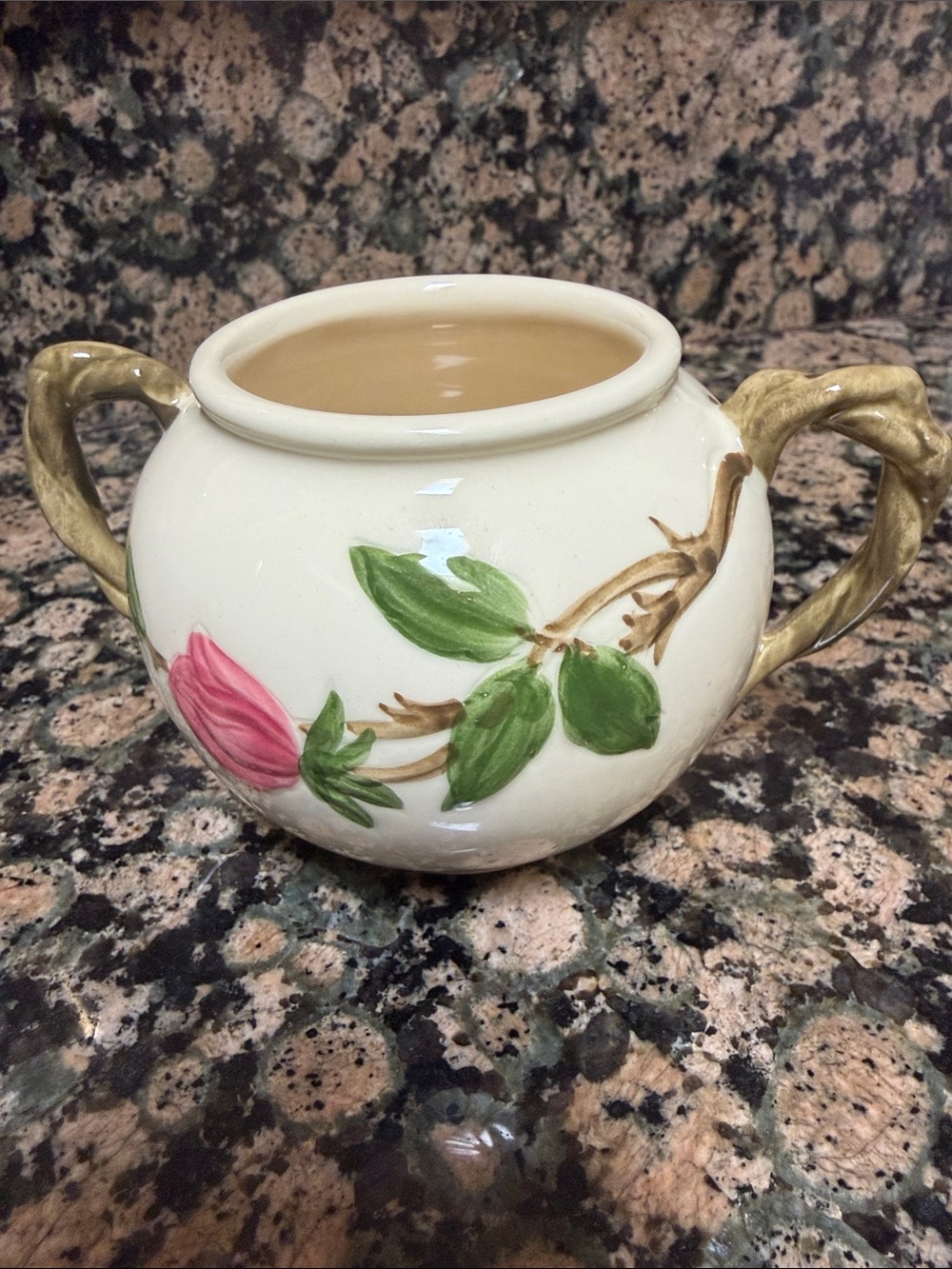 Vintage Franciscan Desert Rose Earthenware sugar bowl, no lid.